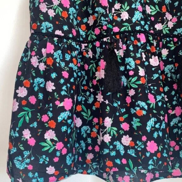 Kate Spade Floral Silk Cotton Blouse Womens Large Sleeveless Green Lace Peplum - Picture 4 of 9